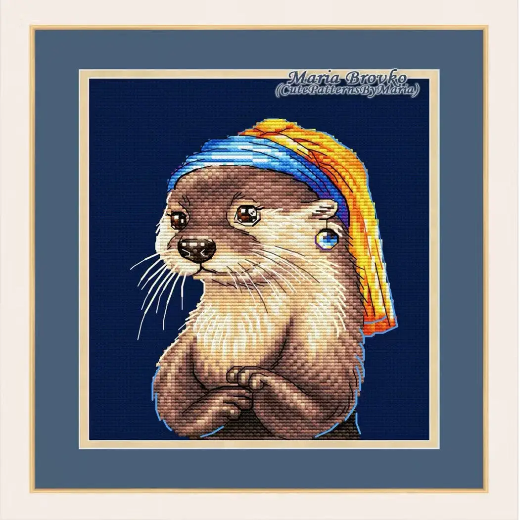 [CC4223-Otter with Pearl Earri - Cross Stitch Stamped Kits Beginners 评论和价格
