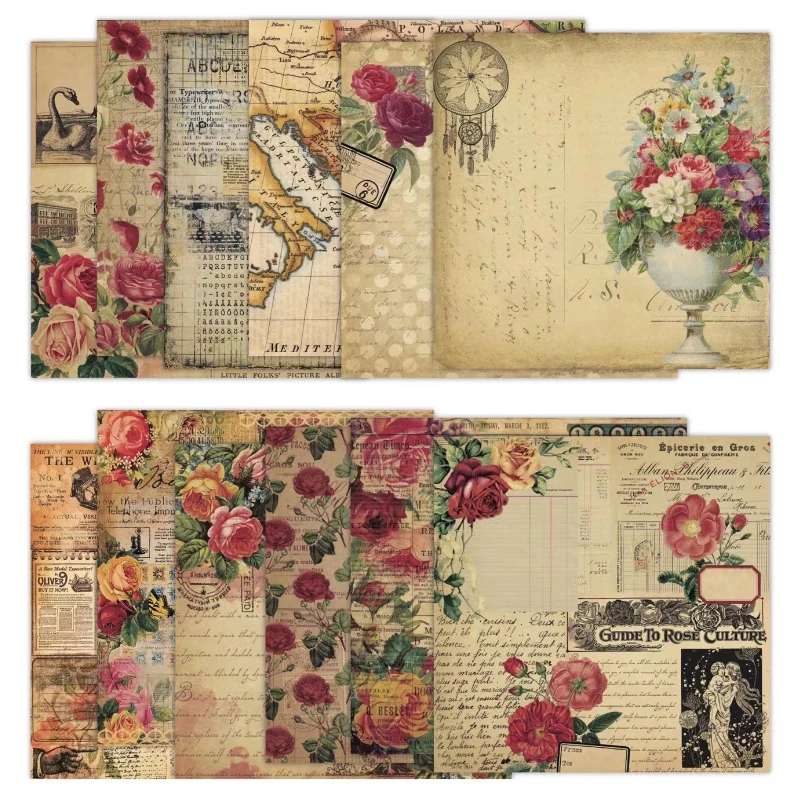 Scrapbook Pad Assorted Pattern - Vintage Junk Journal Scrapbooking Paper 评论和价格