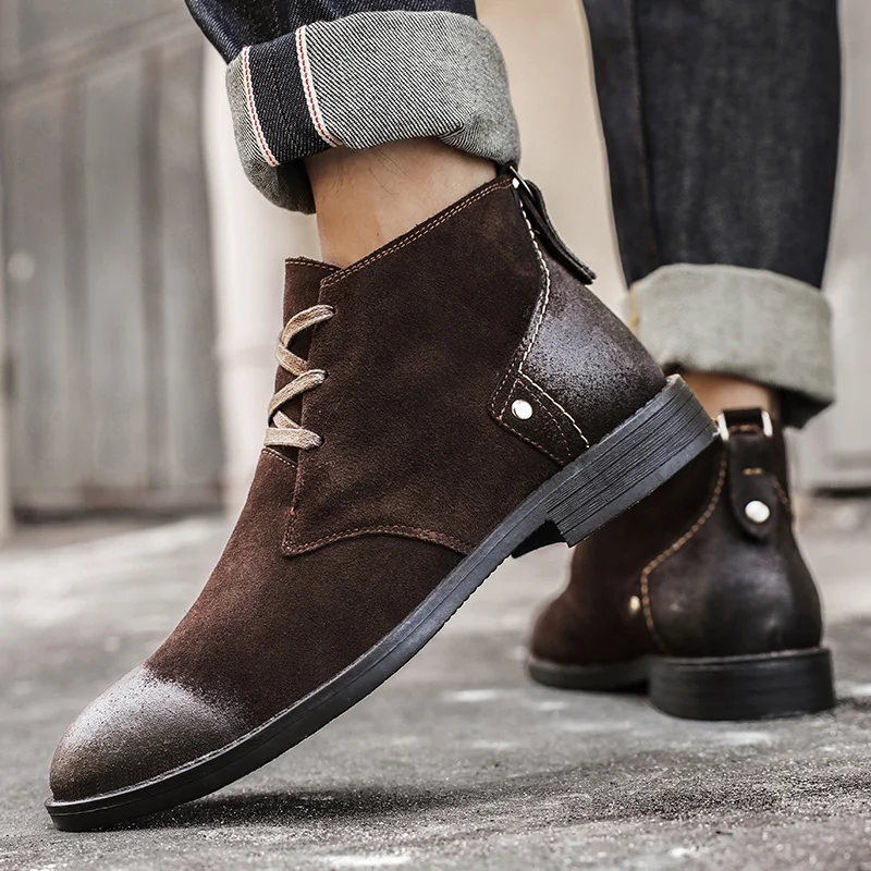 New Cow Suede Ankle Boots Hand - Craft Tools 评论和价格