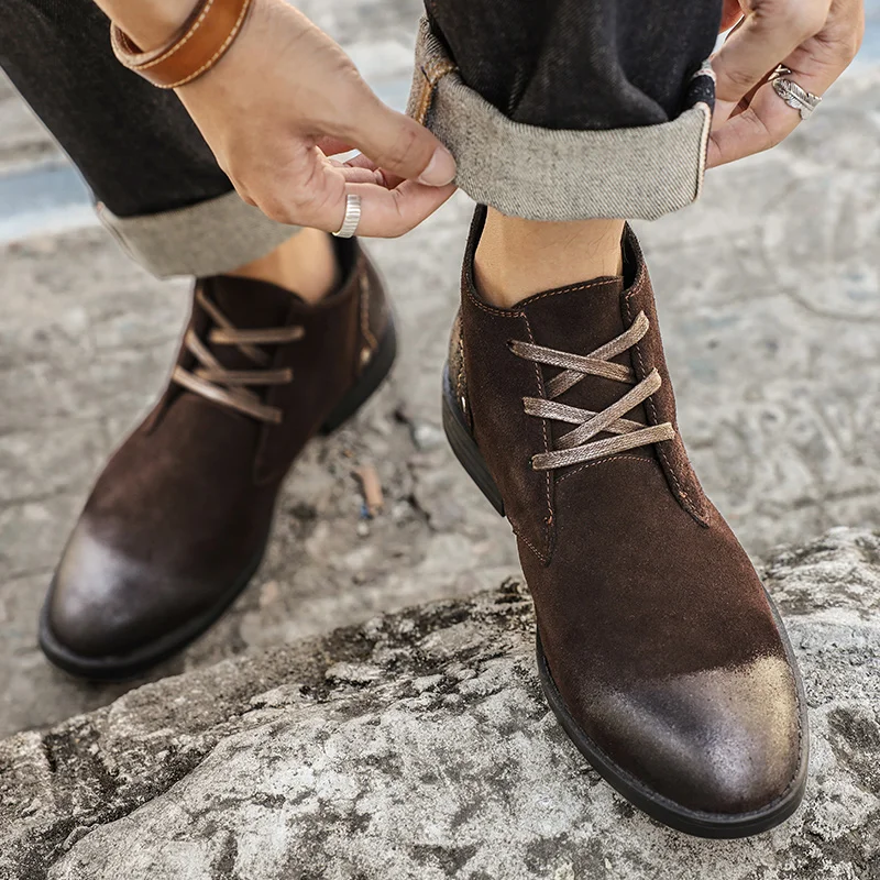 New Cow Suede Ankle Boots Hand - Craft Tools 评论和价格
