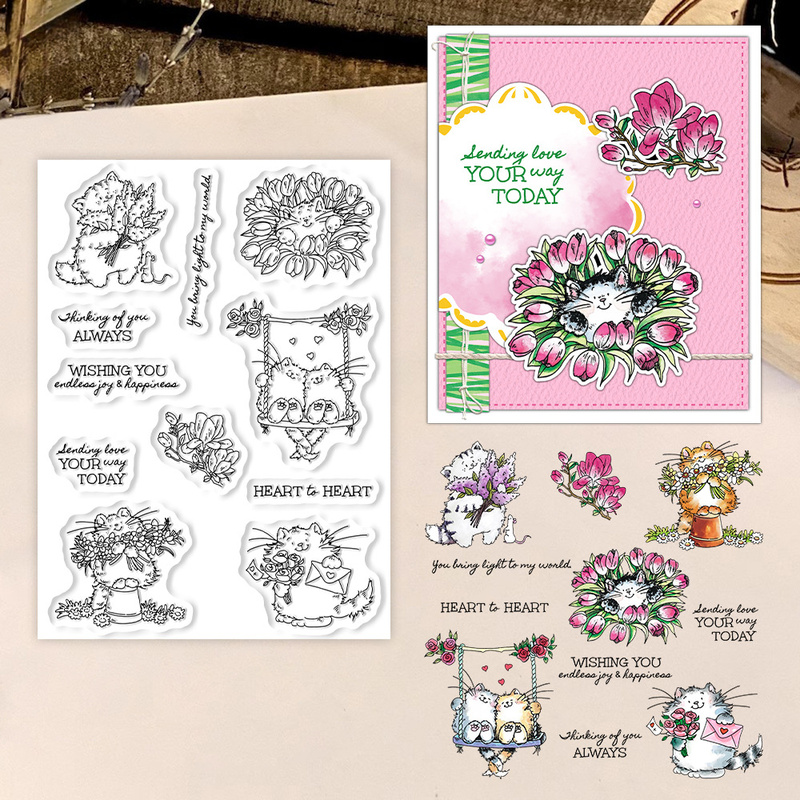 Suncraft Cute Kitty Cats And F - Clear Silicone Stamps For Card Making 评论和价格