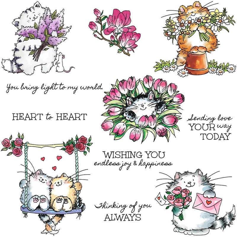 Suncraft Cute Kitty Cats And F - Clear Silicone Stamps For Card Making 评论和价格