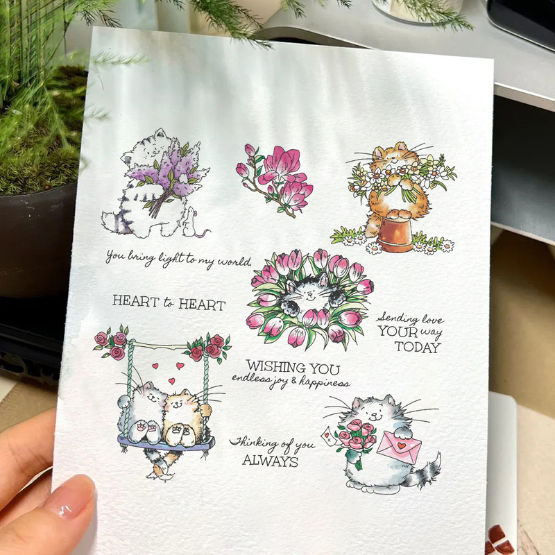 Suncraft Cute Kitty Cats And F - Clear Silicone Stamps For Card Making 评论和价格