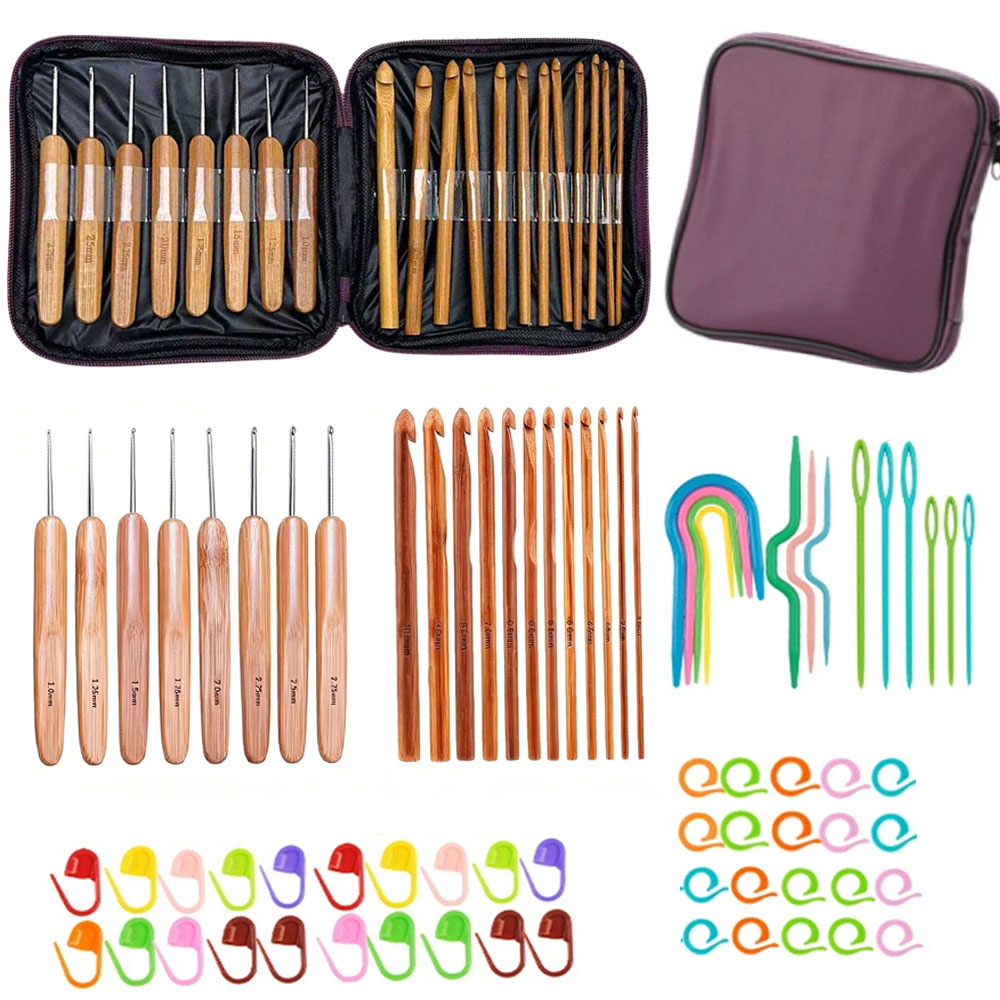 74pcs Bamboo Crochet Hooks Set - Sewing 评论和价格