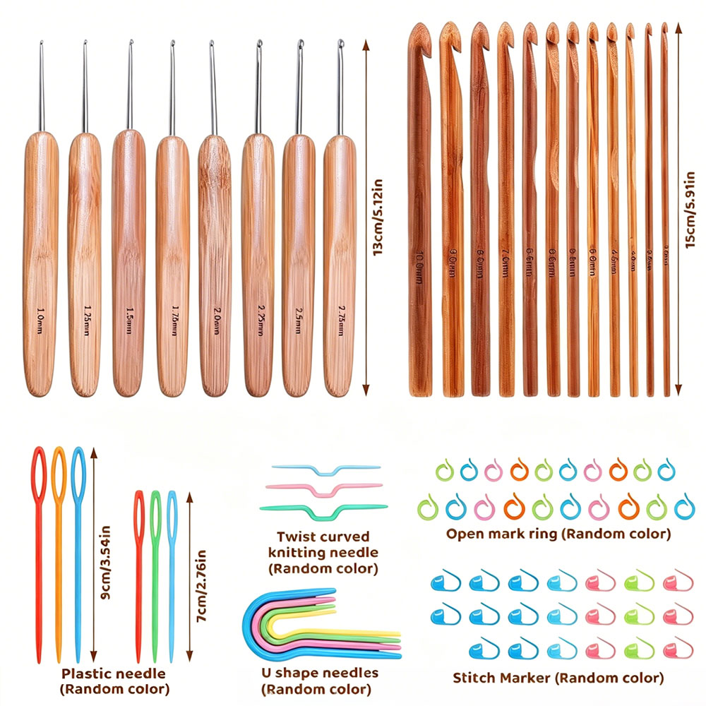 74pcs Bamboo Crochet Hooks Set - Sewing 评论和价格