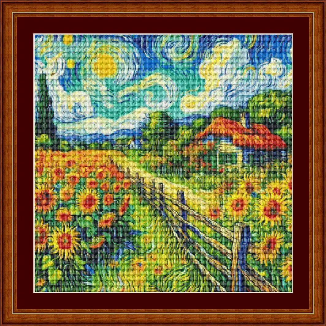 [[CC4656-Van Gogh Series Sunfl - Cross Stitch Stamped Kits Beginners 评论和价格