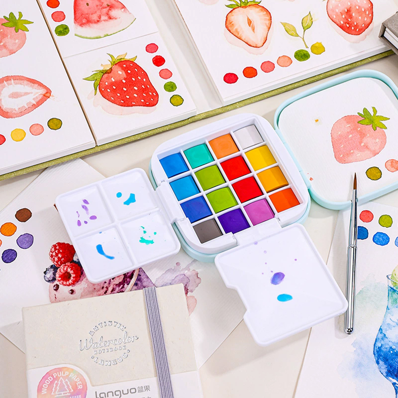 LANGUO 16Colors Watercolor Pai - Watercolor Paint Set Solid Pigment 评论和价格