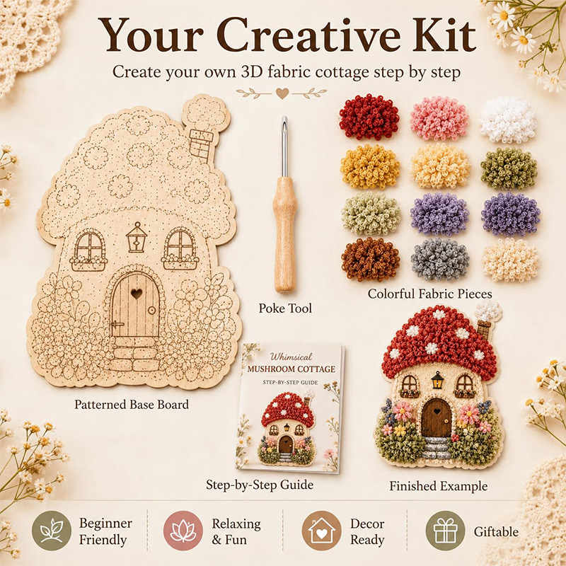 3D Mushroom House Poke Art DIY - Sewing 评论和价格