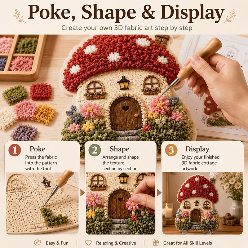 3D Mushroom House Poke Art DIY - Sewing 评论和价格