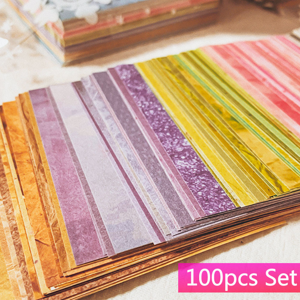 100 Pcs Colorful Texture Backg - Vintage Junk Journal Scrapbooking Paper 评论和价格