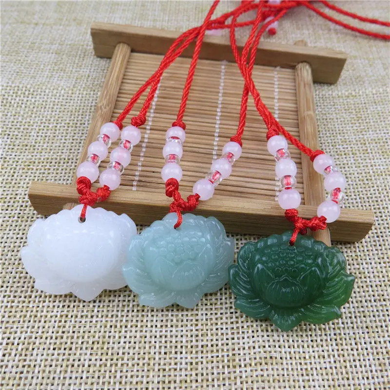 Natural Green Jade Lotus Penda - Beading 评论和价格