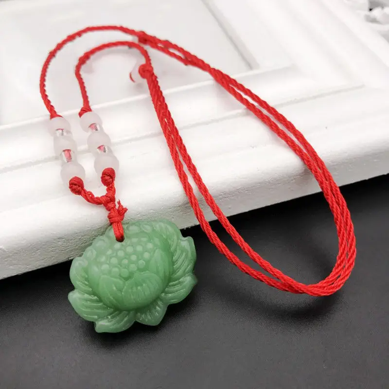 Natural Green Jade Lotus Penda - Beading 评论和价格