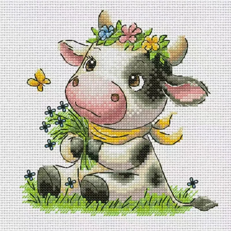 [CC2949-Cute Little Cow] | DIY - Cross Stitch Stamped Kits Beginners 评论和价格