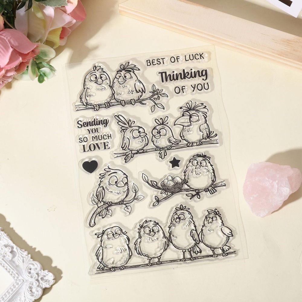 Funny Birds Branches Clear Sta - Clear Silicone Stamps For Card Making 评论和价格