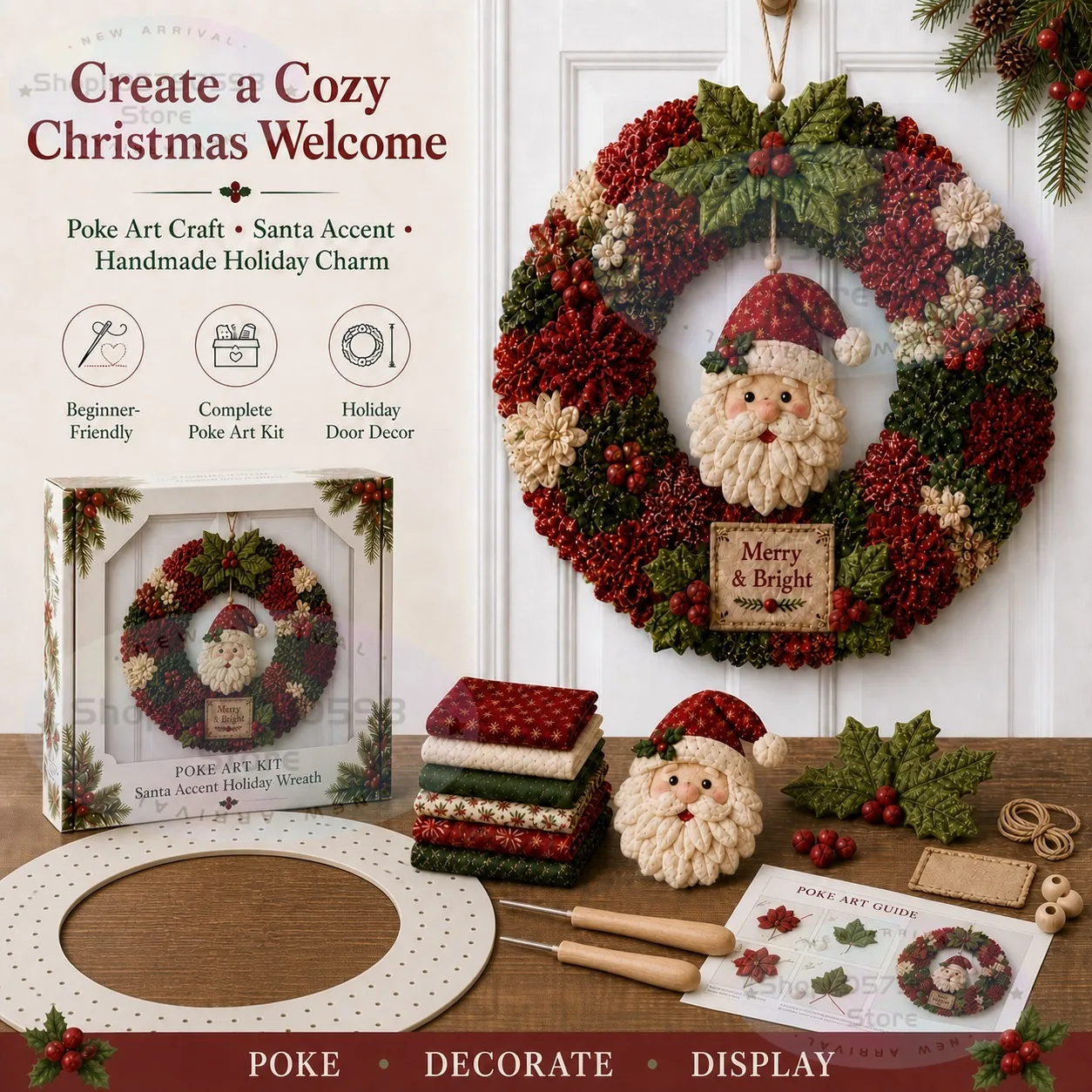 3D Fabric Poke Wreath DIY Kit, - Sewing 评论和价格