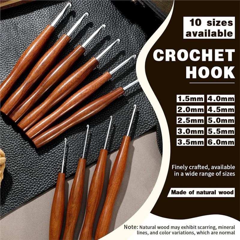 AS94-5 Pcs Crochet Hook, 5 Siz - Wooden Crochet Hooks Ergonomic Handle 评论和价格
