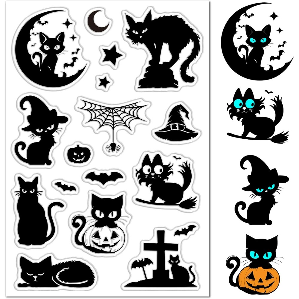 Halloween Black Cats Clear Rub - Clear Silicone Stamps For Card Making 评论和价格