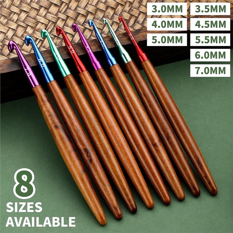 AB34-Aluminum Crochet Hooks Wi - Wooden Crochet Hooks Ergonomic Handle 评论和价格