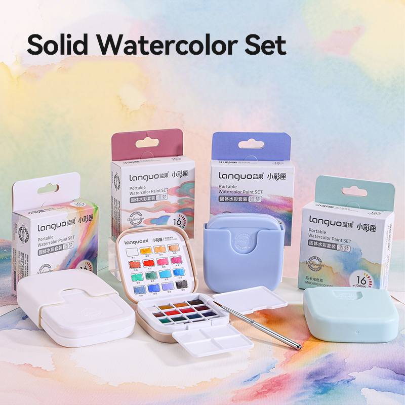 16 Colors Languo Solid Waterco - Watercolor Paint Set Solid Pigment 评论和价格