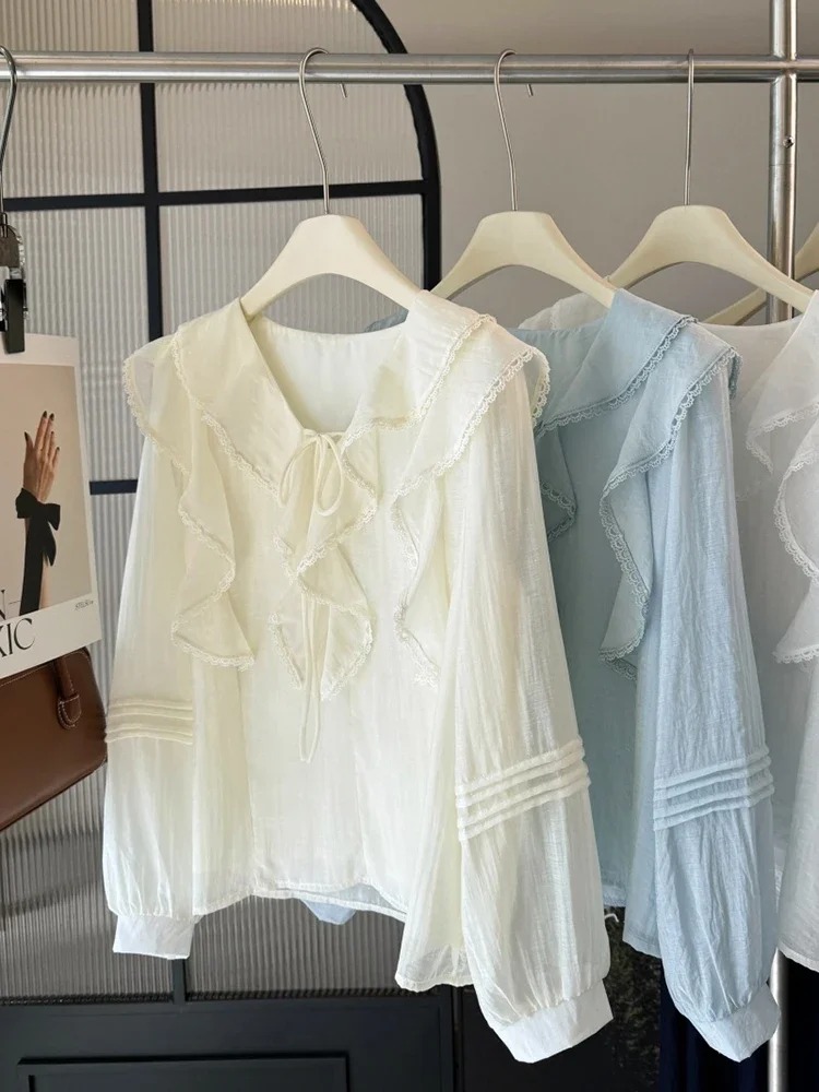 French V-Neck Chic Long Sleeve - Embroidery 评论和价格