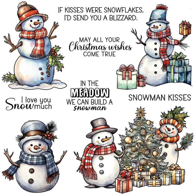 Winter Snowman Christmas Cutti - Clear Silicone Stamps For Card Making 评论和价格
