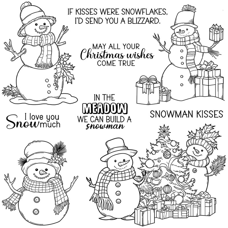 Winter Snowman Christmas Cutti - Clear Silicone Stamps For Card Making 评论和价格