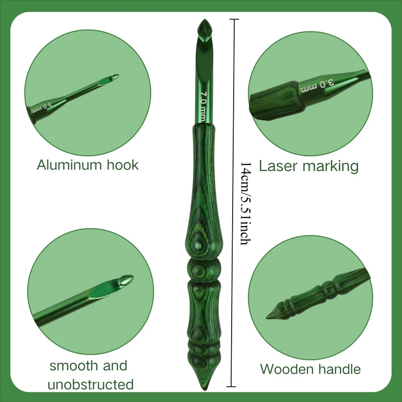 8Pcs 3.0-7.0mm Crochet Hook Se - Wooden Crochet Hooks Ergonomic Handle 评论和价格