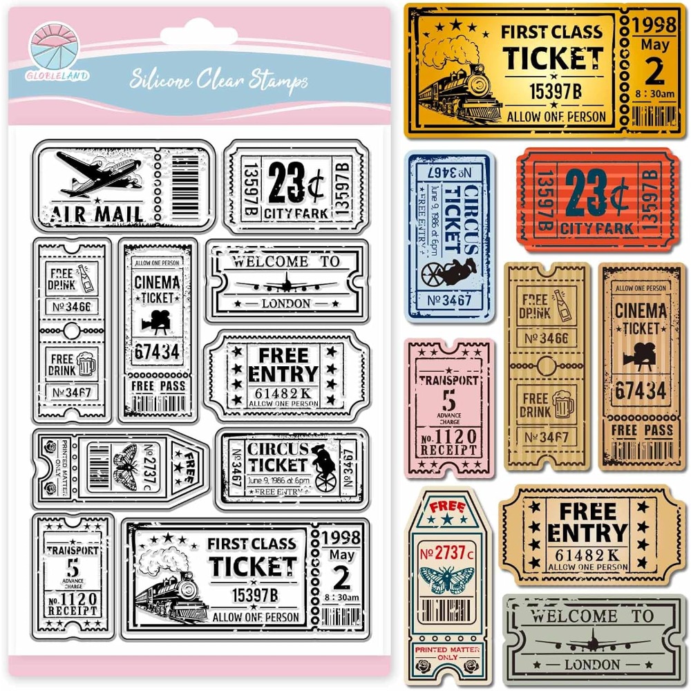 Vintage Ticket Clear Stamp for - Clear Silicone Stamps For Card Making 评论和价格