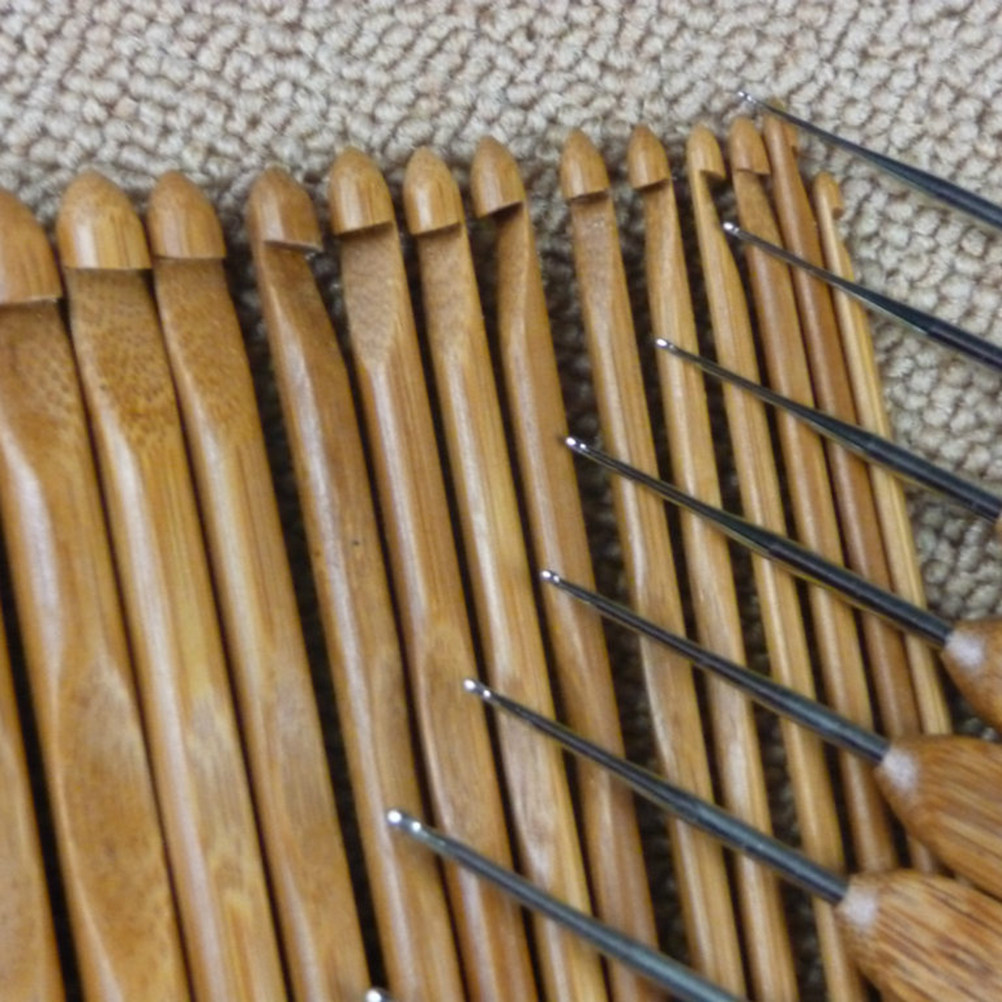 12Pcs Wood Knitting Needles Se - Wooden Crochet Hooks Ergonomic Handle 评论和价格